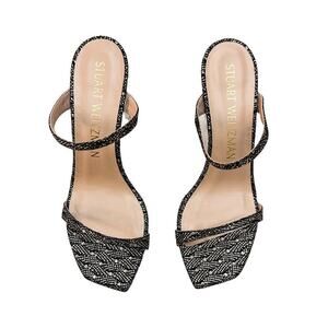 Stuart Weitzman Metallic Silver Gold Open Toe Heel Sandal Size 9